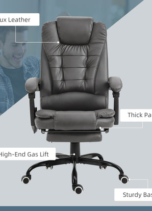 7-Point Vibrating Massage Office Chair High Back Massaging Office Desk Chair with Lumbar Support, Footrest, Gray