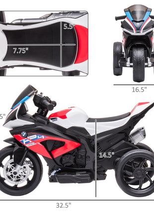 Licensed 6V Kids Ride on Motorcycle, Off-Road Battery Powered Three Wheels Dirtbike with USB, AUX, Music and Headlight for Toddler, Red