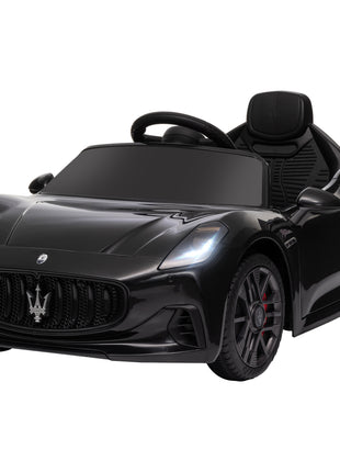 Maserati Gran Turismo Licensed 12V Kids Electric Car w/ Remote Control, Soft Start, LED Lights, Music, Horn, Black