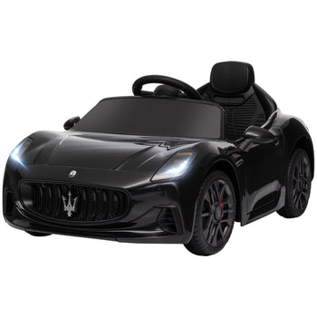 Maserati Gran Turismo Licensed 12V Kids Electric Car w/ Remote Control, Soft Start, LED Lights, Music, Horn, Black