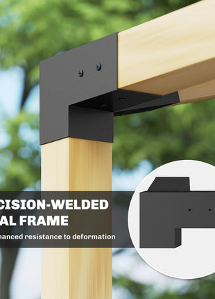 Pergola Kit, 15° Slanted Pergola Bracket Kit with 3-Way Brackets, Post Bases, Wall Mounts for 3.6" X 3.6" Lumber, Black