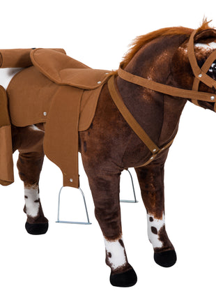 Sound-Making Ride On Horse for Toddlers 3-5, with Neighing and Galloping Sound, Stuffed Animal Horse Toy for Kids with Padding, Soft Feel, Brown