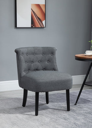 Modern Accent Leisure Chair with Mid Back Button-Tufted Upholstered Fabric and Wooden Legs for Living Room and Bedroom, Grey
