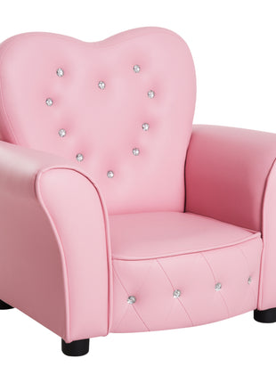 Kids Sofa Toddler Tufted Upholstered Sofa Chair Princess Couch Furniture with Diamond Decoration for Preschool Child, Pink
