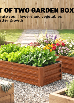 Galvanized Raised Garden Bed, 4' x 2' x 1' Metal Planter Box, for Growing Vegetables, Flowers, Herbs, Succulents, Brown