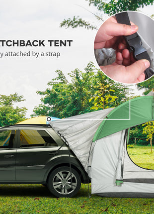 2000mm Waterproof SUV Tent, Car Tent with 3 Doors and Mesh Window, for 5-6 Person Camping Travel, Gray and Green