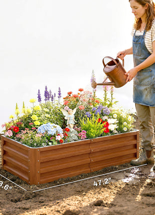 Galvanized Raised Garden Bed, 4' x 2' x 1' Metal Planter Box, for Growing Vegetables, Flowers, Herbs, Succulents, Brown