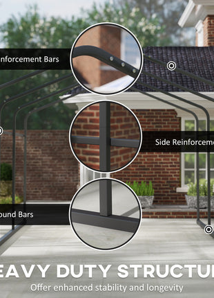 10' x 15' Metal Carport, Heavy Duty Garage Car Canopy with Galvanized Metal Roof and Removable Sidewalls, Dark Gray
