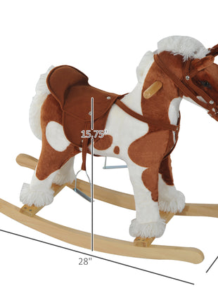 Toddler Rocking Horse, Kids Plush Rocking Chair Toy with Nursery Rhyme Music Brown