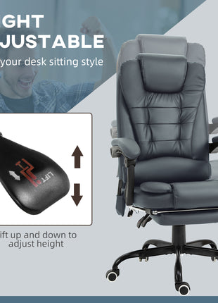 7-Point Vibrating Massage Office Chair High Back Massaging Office Desk Chair with Lumbar Support, Footrest, Blue