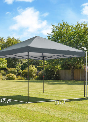 10 x 10 ft Pop Up Canopy Tent with One Push Setup, Outdoor Portable Instant Canopy Shelter w/ Roller Bag, Dark Gray