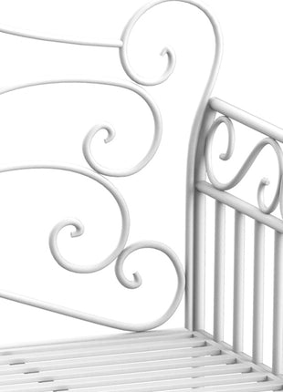 43" Garden Bench, Outdoor Patio Bench with Armrests, Metal Porch Bench for Backyard, Poolside, Lawn, Cream White
