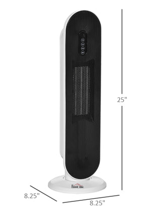 Oscillating Ceramic Tower Indoor Space Heater for Home, Adjustable Thermostat, 24H Timer & Remote Control