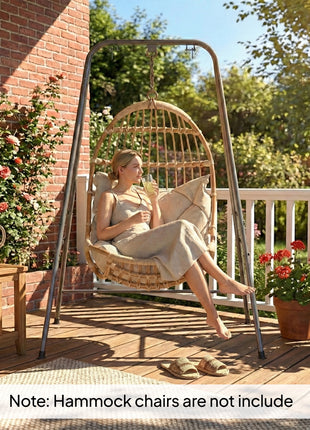 Hammock Chair Stand  Indoor and Outdoor Use with Anti-Slip Foot Pads, 2 Carabiners, Gray
