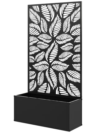 Metal Garden Bed with Trellis for Climbing Plants, Freestanding or Wall Mounted Flower Bed for Garden, Patio, Balcony