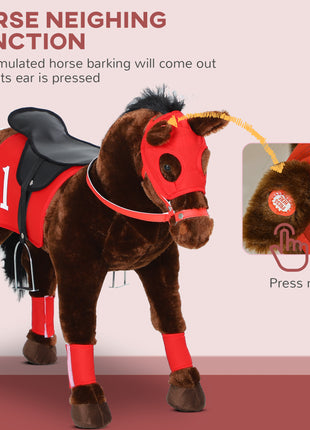 Ride on Horse for Kids 3-8 Years Old w/ Neighing Sound, Saddle & Stirrups