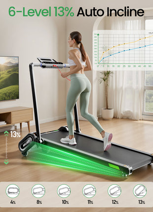 Akluer H1-B 13% Auto Incline Walking Pad Treadmill