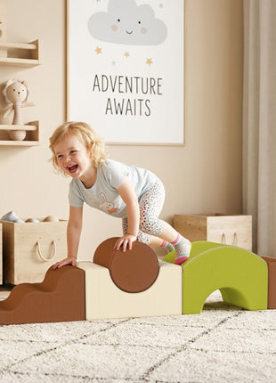 Toddlers Climbing Toys, 5 Pieces Foam Climbing Blocks with Non-Slip Bottom, Washable Cover for Crawling or Building