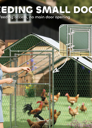Large Chicken Coop with Waterproof and Anti-UV Cover, Spire Shaped for Outdoor and Yard Farm Use, 39' x 10' x 6.4'