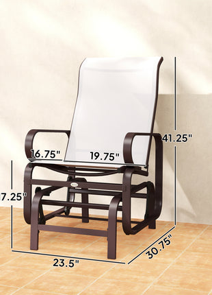 Gliding Lounger Chair Set of 2, Single Rockers with Lightweight Metal & Mesh Construction, Beige