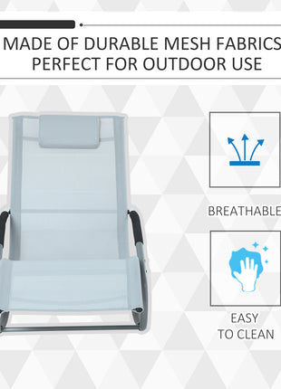 Zero Gravity Rocking Chair Outdoor Chaise Lounge Chair Recliner Rocker with Detachable Pillow and Weather-Fighting Fabric for Patio, Deck, Pool, Gray
