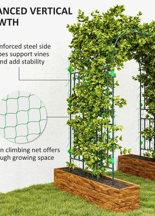 Garden Arch Trellis, 8 FT Tall Metal Plant Trellis Support with Climbing Net, Cucumber Trellis for Climbing Plants
