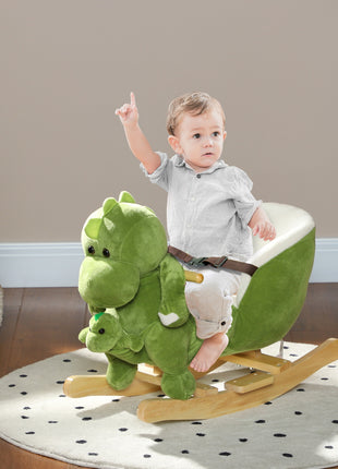 Rocking Horse, Ride on Dinosaur w/ Seat Belt, 32 Songs & Hand Puppet for 18-36 Months, Green