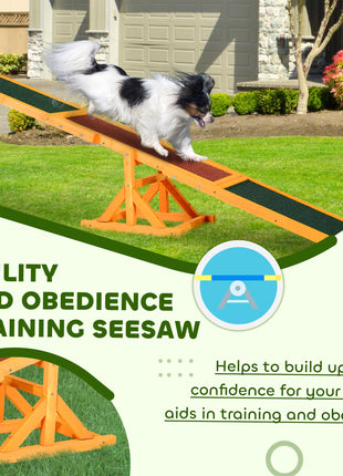 Wooden Dog Agility Seesaw for Balance Training and Exercise, Platform Equipment Run Game Toy, Weather Resistant Pet Supplies, for Outdoor Backyard, 71" L x 12" W x 12" H, Natural