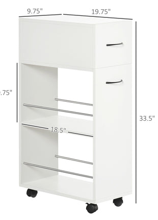 3- tier Slim Storage Cart, Rolling Narrow Kitchen Cart on Wheels for Small Place, Slide Out Side Utility Cart for Bathroom, Laundry