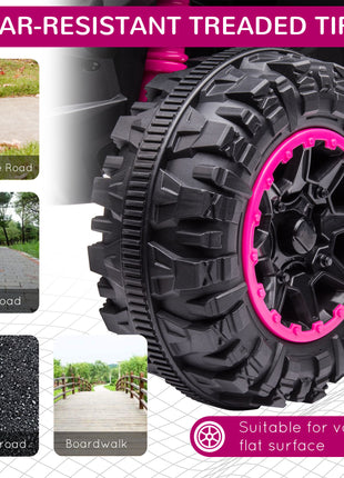 12V Kids ATV Quad Car with Forward & Backward Function, Wear-Resistant Wheels, Music, for Toddlers 3-5 Years Old, Pink