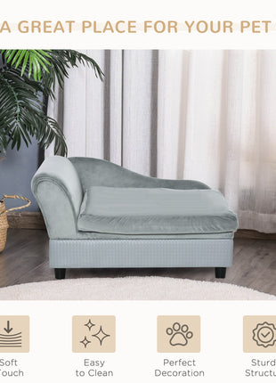 Luxury Fancy Dog Couch with Hidden Storage, Small Dog Sofa Bed with 2" Soft Foam, Modern Pet Furniture for Puppies & Little Breeds, Pale Gray