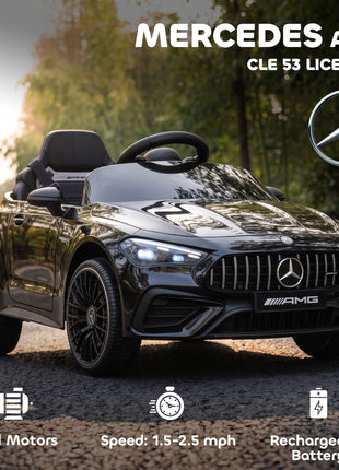 12V Electric Car for Kids Licensed Mercedes AMG CLE 53 with Remote, Suspension, Lights, Music for 37-72 Months, Black