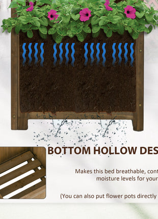 Wooden Raised Garden Bed, Planter with Trellis for Vine Climbing and Vegetables, Herbs and Flowers Growing, Carbonized