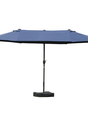 Double-Sided Patio Umbrella, Rust-Resistant Steel, Poolside Shade, Dark Blue