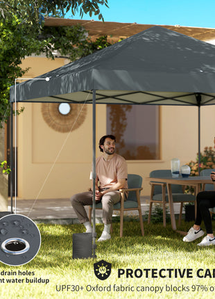 10 x 10 ft Pop Up Canopy Tent with One Push Setup, Outdoor Portable Instant Canopy Shelter w/ Roller Bag, Dark Gray