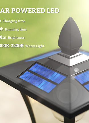 63" Solar Lamp Post Lights 2 Pack, Waterproof LED Solar Light Posts with Planter, Black