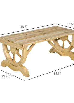 2-Person Garden Bench Outdoor Wagon Wheel Porch Bench for Backyard, Patio, Garden Natural