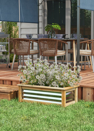Raised Garden Bed, Planter Box, Metal and Wood Combined, for Growing Flowers, Herbs and Vegetables