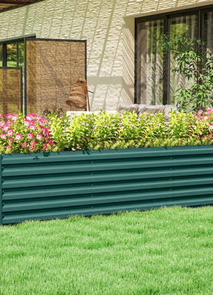 8x2x2ft Galvanized Raised Garden Bed Kit with Safety Edging for Flowers, Herbs and Vegetables, Green