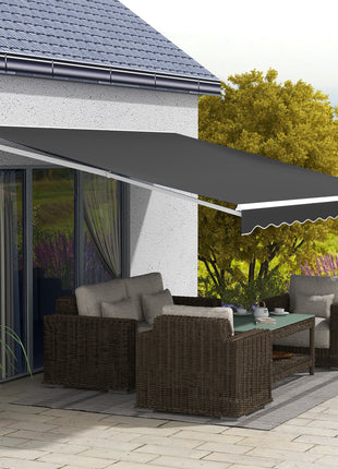 16' x 10' Electric Awning, Retractable Awning, UV Protection Sun Shade Shelter with Remote Controller and Manual Crank Handle for Deck, Balcony, Yard, Black