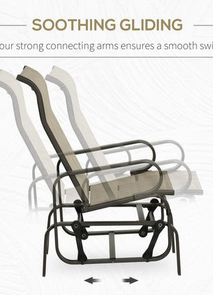 Gliding Lounger Chair, Single Rocker with Lightweight Metal & Mesh Construction, Tan