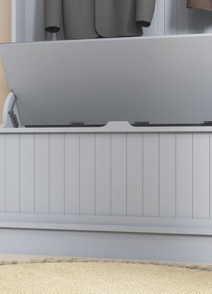 3-In-1 Entryway Bench with Coat Rack, Hall Tree with Bench and Shoe Storage, 5 Hooks for Hallway