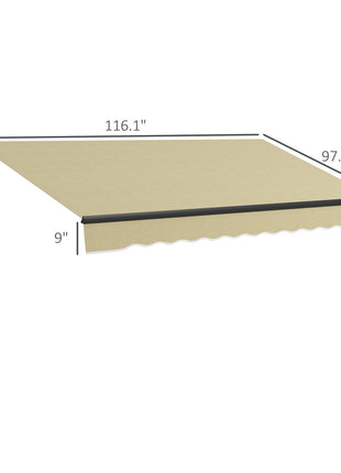 10' x 8' Retractable Awning, 280gsm UV Resistant Sunshade Shelter for Deck, Balcony, Yard, Beige