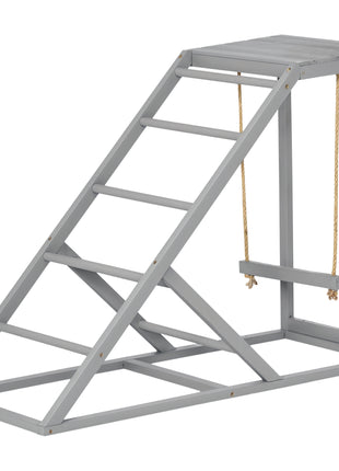Chicken Activity Play for Healthy & Happy Animals, Swing Set with Chicken Perches & Hen Ladder, Chicken Coop Toy, Gray