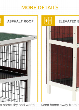54" 2-Story Weatherproof Stackable Elevated Wooden Rabbit Hutch with Enclosed Run and Pull-Out Trays