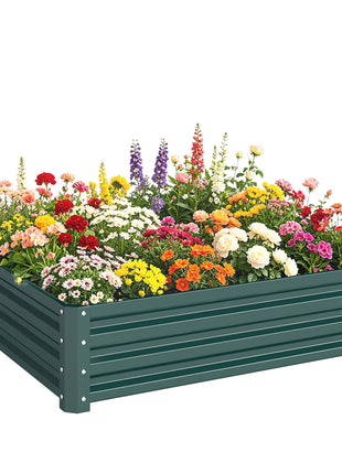 Galvanized Raised Garden Bed, 4' x 4' x 1' Metal Planter Box, for Growing Vegetables, Flowers, Herbs, Succulents, Green