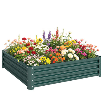 Galvanized Raised Garden Bed, 4' x 4' x 1' Metal Planter Box, for Growing Vegetables, Flowers, Herbs, Succulents, Green