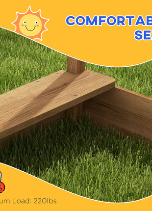 Wooden Sandbox with Canopy, House Design for 3-7 Years Old, Brown
