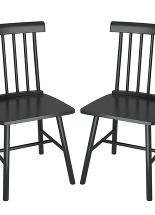 Dining Chairs Set of 2, Farmhouse Wood Kitchen Chairs with Rubber Wood Frame, Spindle Back for Dining Room, Black