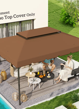 Model 84C-101 or 84C-144 13' x 10' Gazebo Replacement Canopy, Gazebo Top with Double Vented Roof (TOP ONLY), Coffee